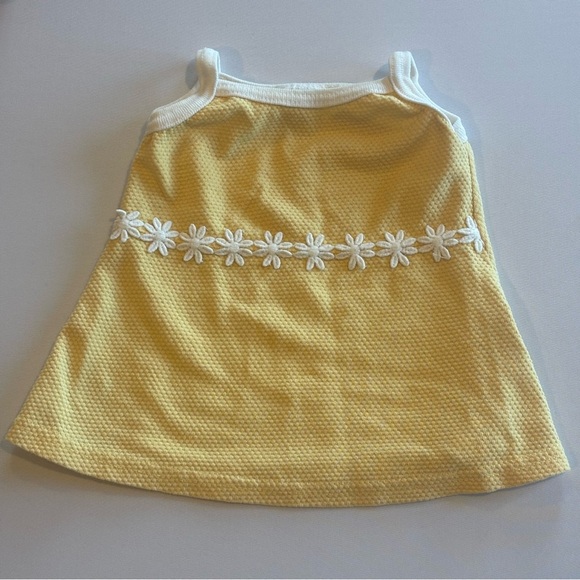 VINTAGE 90s Y2K Basic Editions Baby Girl Yellow Daisy Embroidery Tank Top 12M - Picture 5 of 7